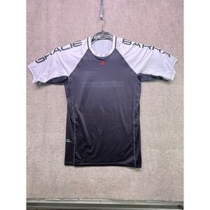 Gracie Barra Rash Guard Mens Large Black White Good BJJ Jiu Jitsu Compression